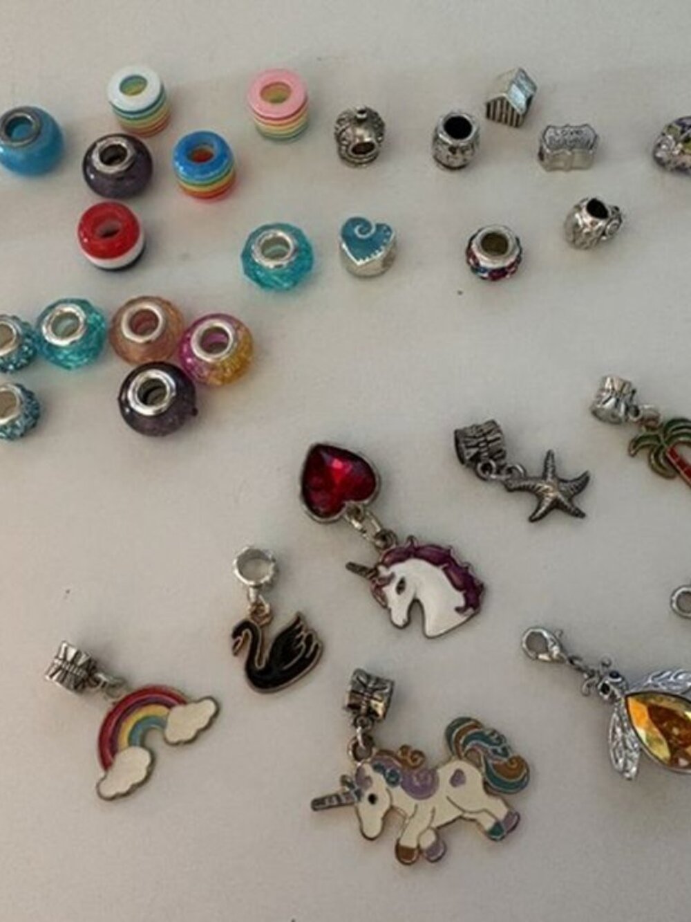 Lot of 30 Assorted Bracelet Charms / Beads/ Spacers/ Figurals